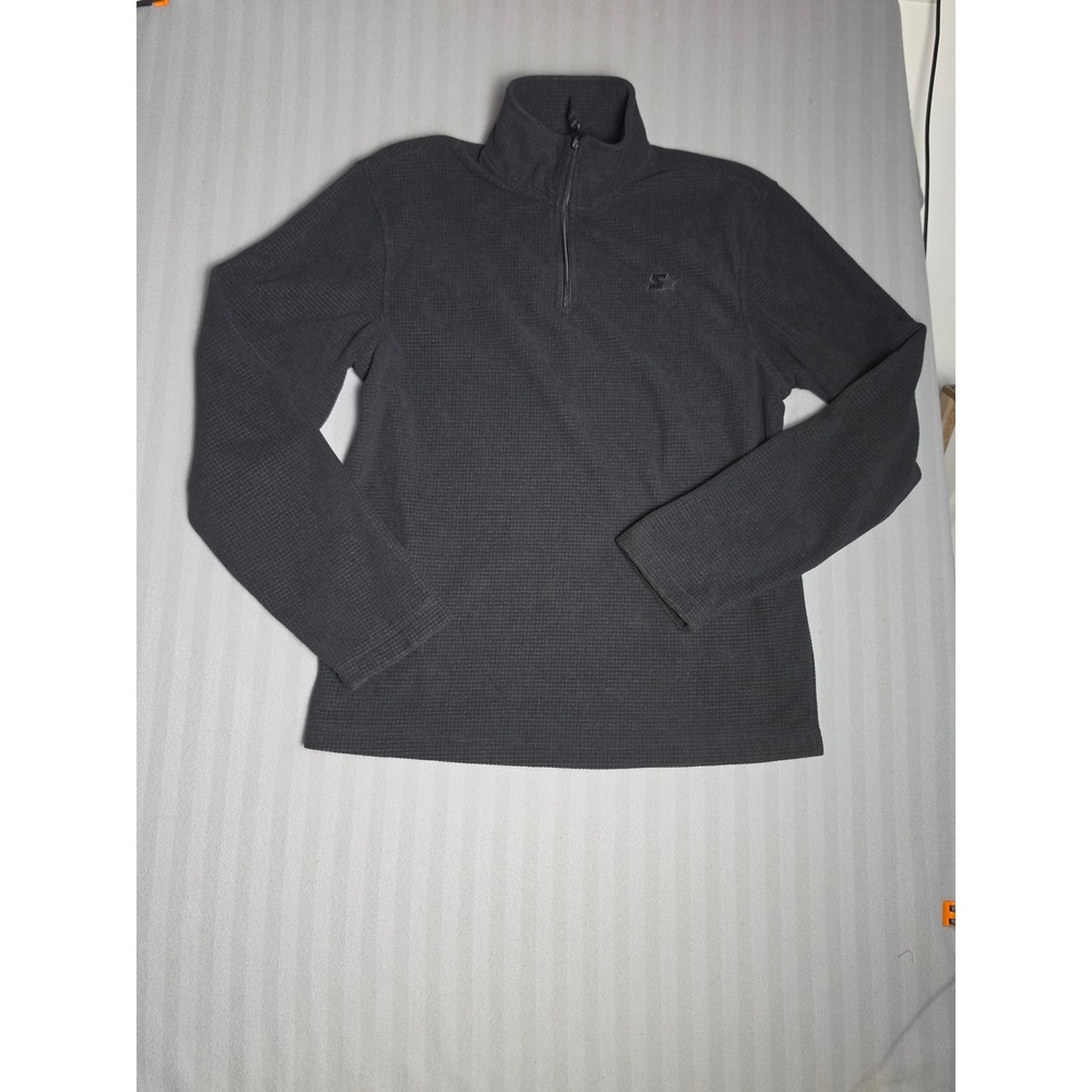 Starter Mens Quarter Zip Fleece Pullover Black Waffle Grid RM33Y039 Size S
